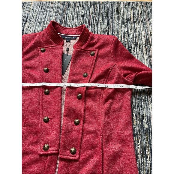 Tommy Hilfiger red military style open front jacket size M - Picture 6 of 7